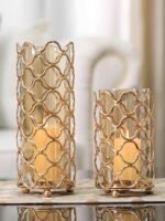 Hollow Out Glass Vases Golden Flower Arrangement Metal - Image 4