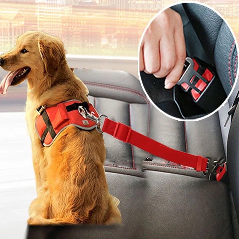 1618642315250.jpg Adjustable Pet Cat Dog Car Seat Belt Pet Seat Vehicle Dog Harness Lead Clip Safety Lever Traction Dog Collars Dogs Accessoires Pets Products - Image 1