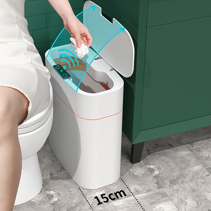 5b550ffa-4584-428c-ae89-d0dae28a0644.jpg Smart Trash Can With Lid For Bedroom And Living Room Kitchen Storage Box Trash Can Induction Small Car Box Automatic Smart Dustbin Smart Trash Bin - Image 1