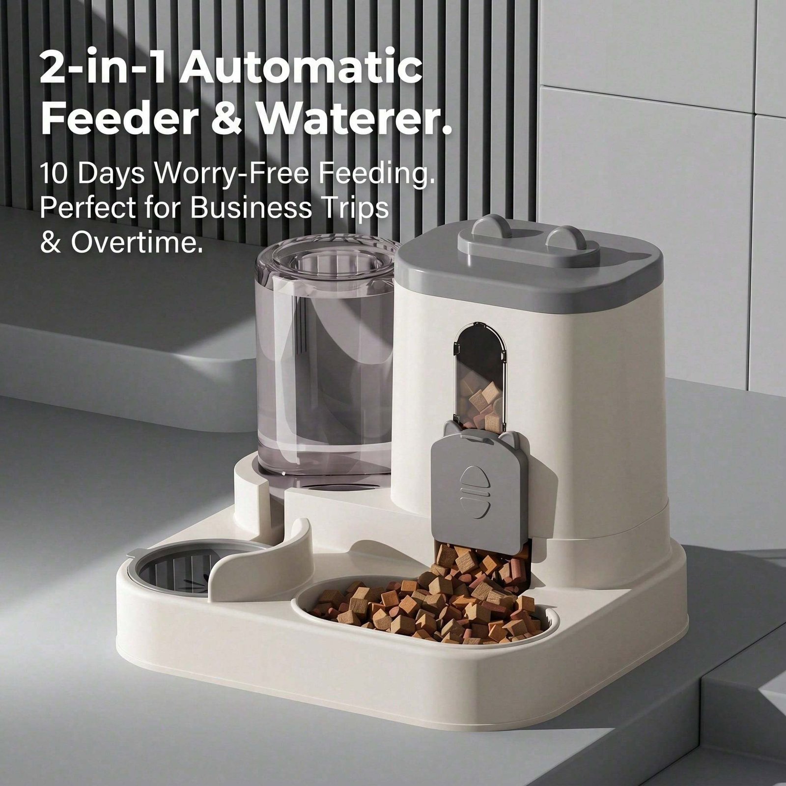 b24f405e-68b4-4f16-bc96-a55918ac7757.jpg 4 Colors Gravity Pet Feeder Water Dispenser Cute Cat Shaped Automatic Food Water Bowl Large Capacity Detachable Stable Anti Slip Base Feeding Supplies For Cats Puppies Small Animals Home Indoor Use - Image 1
