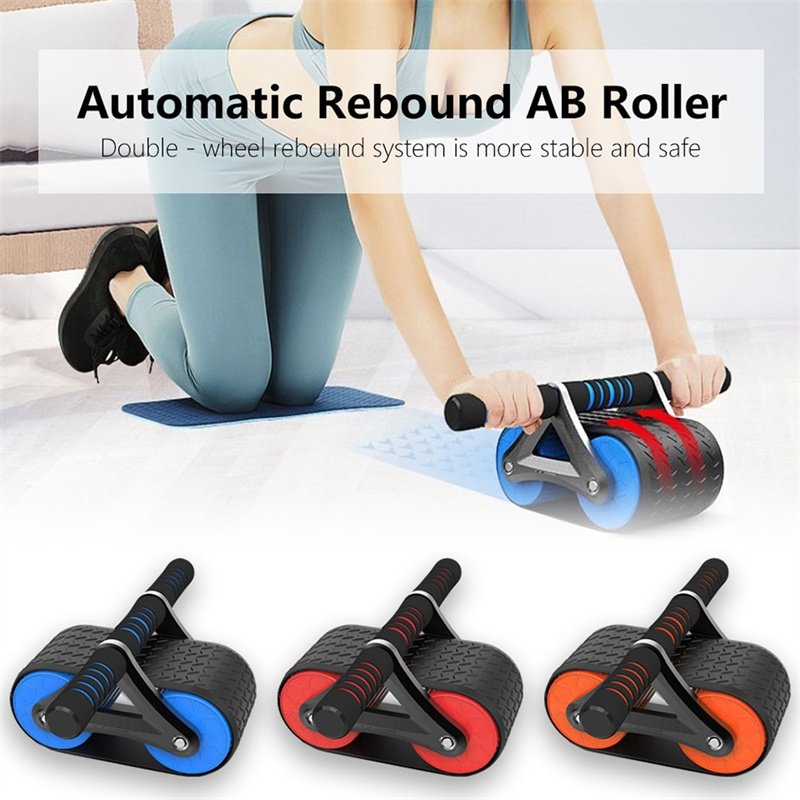 cbdae929-3a1d-4982-9494-e60ecb774750.jpg Double Wheel Abdominal Exerciser Women Men Automatic Rebound Ab Wheel Roller Waist Trainer Gym Sports Home Exercise Devices - Image 1