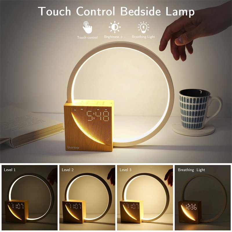 e644ff3e-8cc3-4d3c-955a-bd120317e970.jpg Bedside Lamp Touch Table Lamp With Natural Sounds, Desk Lamp With Alarm Clock, Touch Control 3 Levels Brightness Home Decor - Image 1